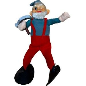 Vintage Elf Miner Hammer Figurine Whimsical Collectible Decor Elf On The Shelf